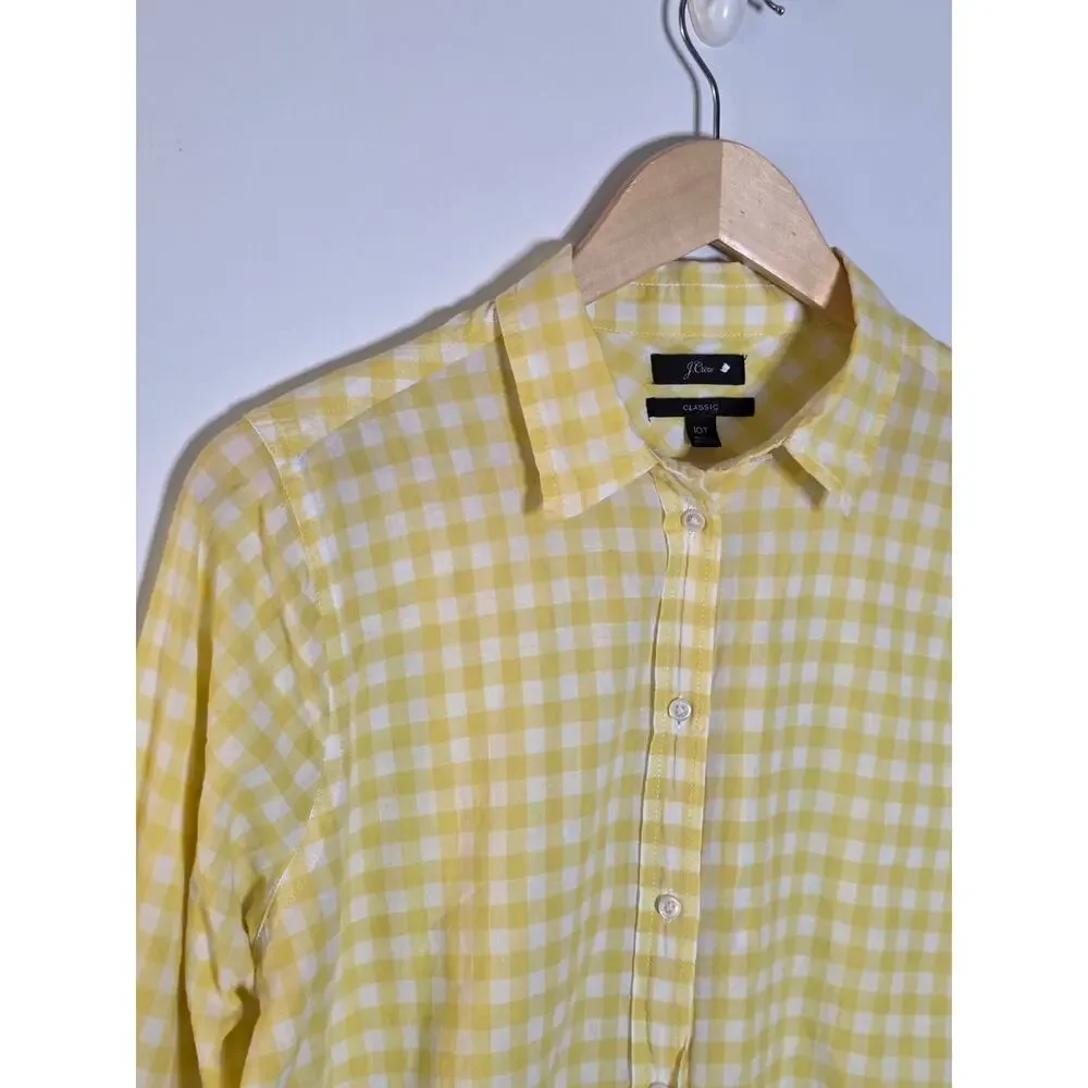 J. Crew classic Yellow Gingham Long-Sleeve Shirt Lightweight Button front casual